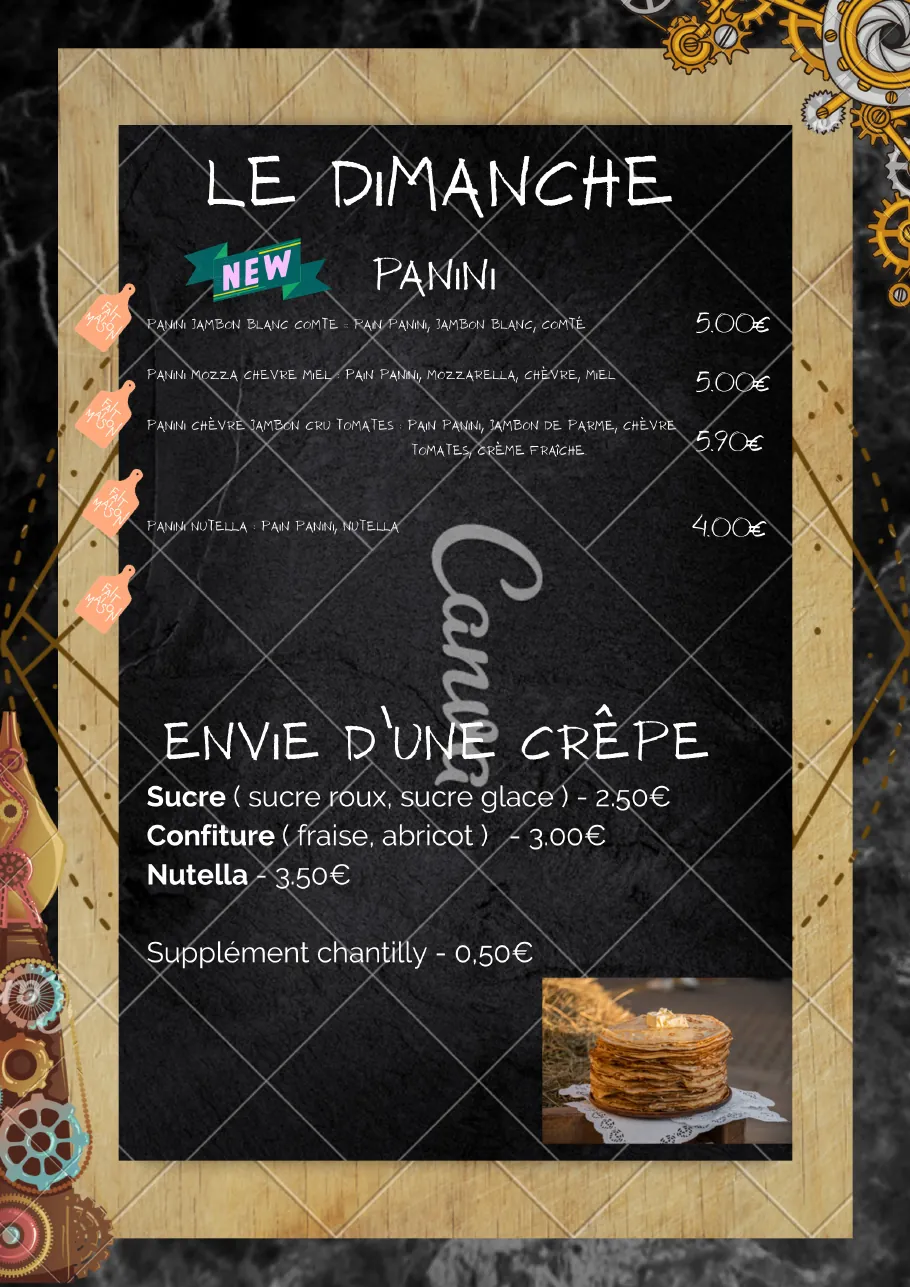 Carte du dimanche : paninis et crêpes